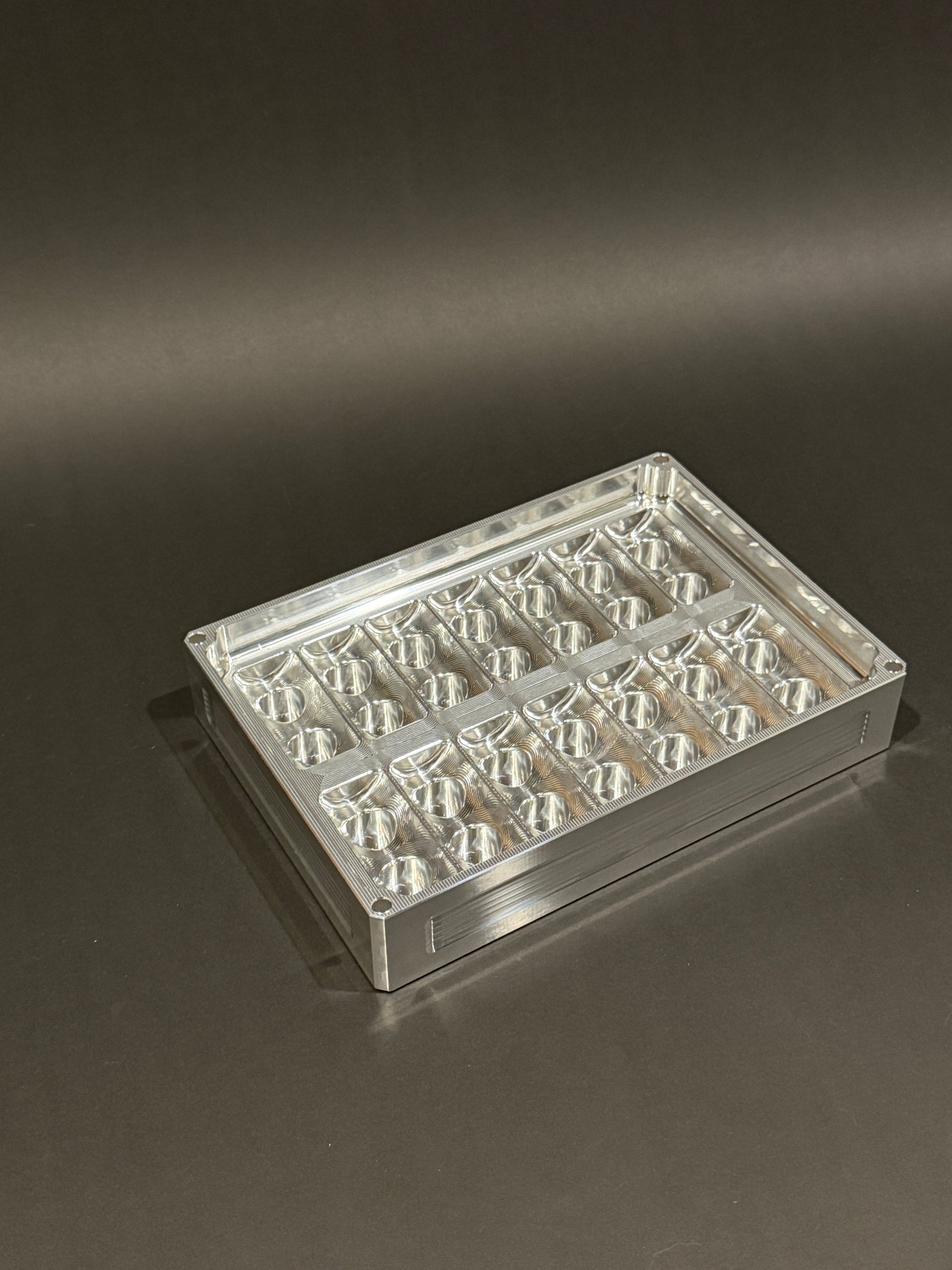 Empty Peptide Vault Mega Lidless vial organizer in Raw Machined