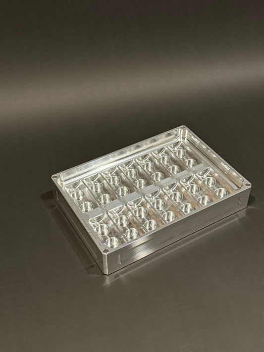 Empty Peptide Vault Mega Lidless vial organizer in Raw Machined