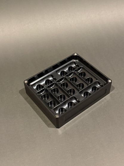 Empty Peptide Vault Mini Lidless vial organizer in Anodized Black