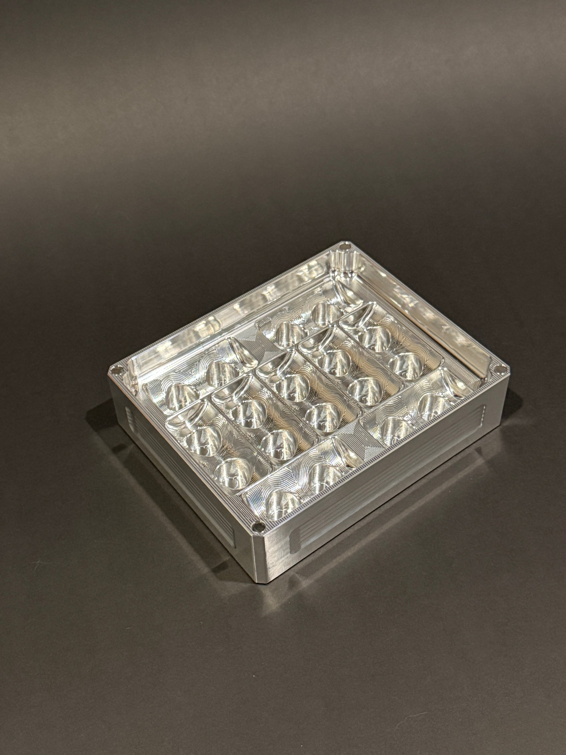 Empty Peptide Vault Mini Lidless vial organizer in Raw Machined