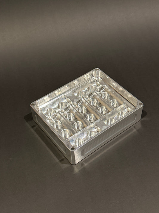 Empty Peptide Vault Mini Lidless vial organizer in Raw Machined